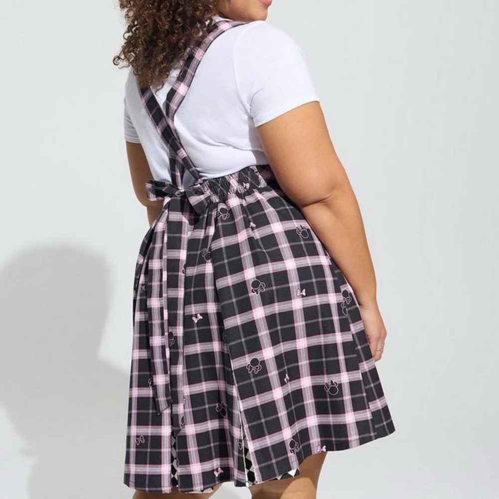 Torrid x Disney Minnie Mouse Pink & Black Plaid Skirtall Jumper Dress 3X 22 24 - Picture 6 of 15